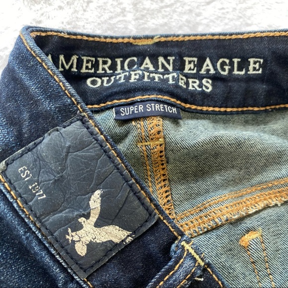 AEO Dark Wash Long Super Stretch Skinny Jeans - Picture 4 of 8